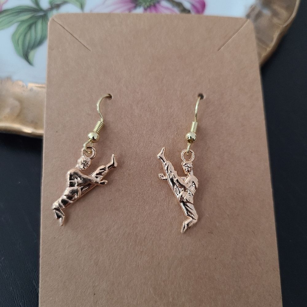 New Handcrafted 3D Karate Dangle Earrings on 14K Gold Plated Hooks